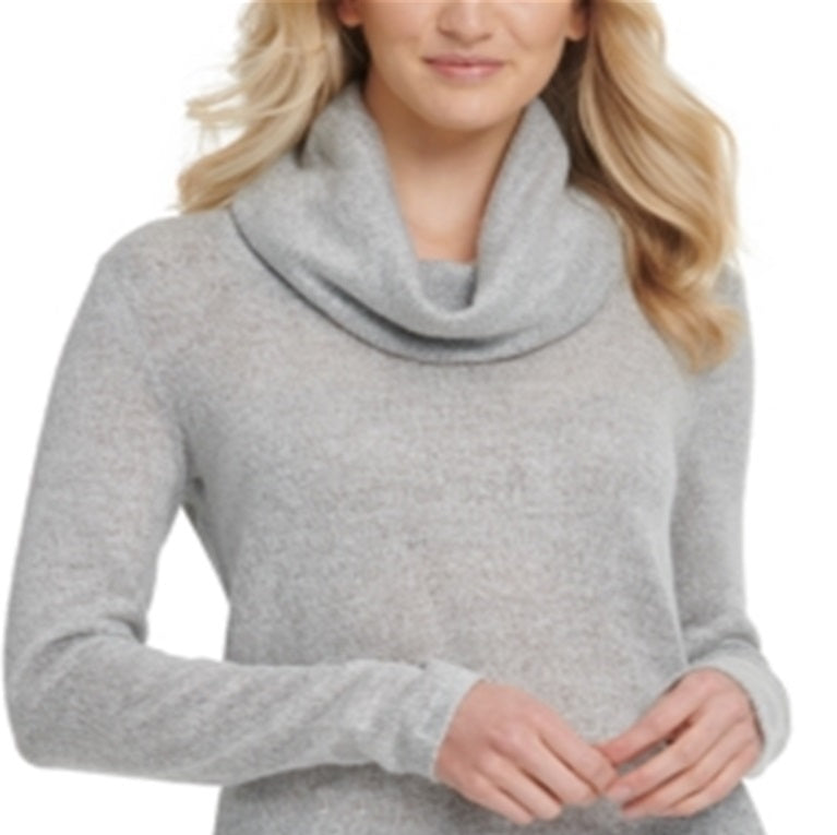 DKNY Women's Cowl Neck Hi Low Sweater Gray Size X-Large