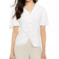 Alfani Women's Flutter-Sleeve Top  White Size Large