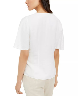 Alfani Women's Flutter-Sleeve Top  White Size Large