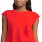 Ralph Lauren Women's Short Sleeve Blouse Top Red Size Small