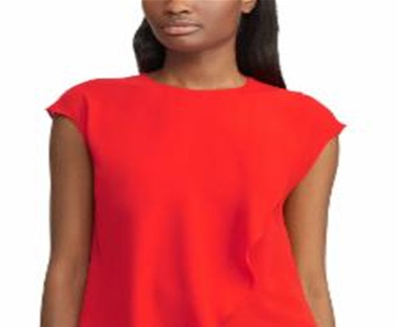 Ralph Lauren Women's Short Sleeve Blouse Top Red Size Small