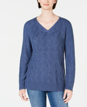 Karen Scott Women's Basket-Stitch Sweater Blue Size XXL
