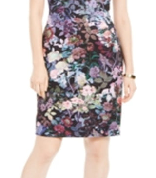 Adrianna Papell Women's Short Sleeve Above the Knee Dress Black Size 14