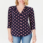 Charter Club Petite Printed 3/4-Sleeve Top Navy Size Petite XL