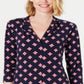 Charter Club Petite Printed 3/4-Sleeve Top Navy Size Petite XL