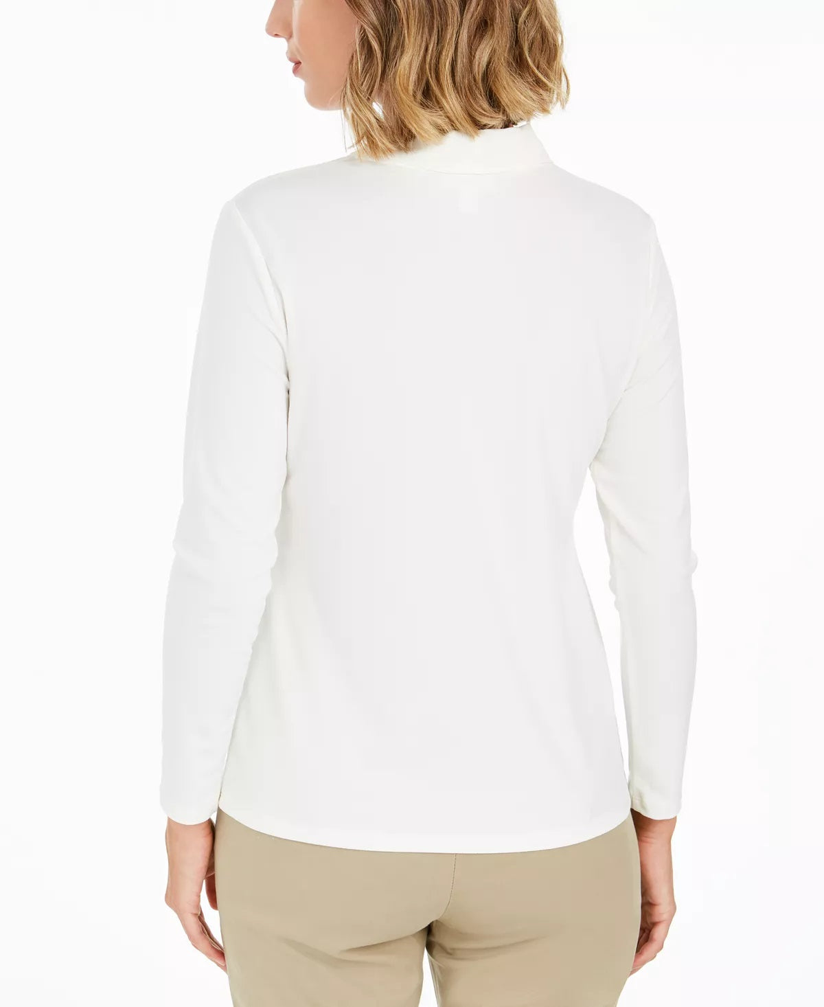Charter Club Women's Petite Tie-Neck Crepe Top  White Size Petite S