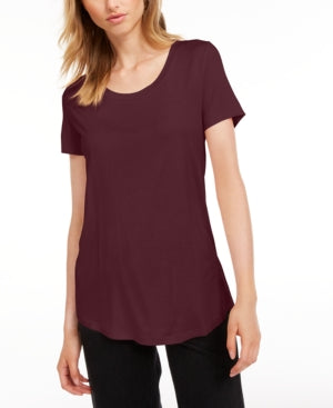 Maison Jules Women's Scoop-Neck T-Shirt Ruby Wine Size S