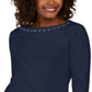 Karen Scott Women's Grommet Trim Cotton Top Blue Size X-Lage