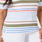 Karen Scott Women's Lulu Striped T-Shirt White Size Petite Medium