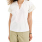 Style & Co Women's Flutter-Sleeve Blouse  White Size 2XL