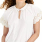 Style & Co Women's Flutter-Sleeve Blouse  White Size 2XL