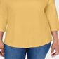 Karen Scott Women's Cotton Lace Trim Top Yellow Size Small