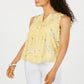 Charter Club Women's Floral Print Pintucked Top Yellow Size Petite L