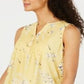 Charter Club Women's Floral Print Pintucked Top Yellow Size Petite L