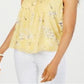 Charter Club Women's Floral Print Pintucked Top Yellow Size Petite L