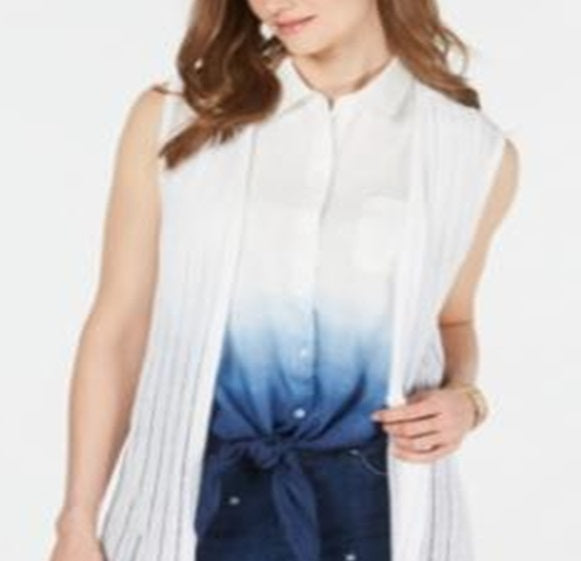 Charter Club Women's Open Front Pointelle Vest White Size X-Lage