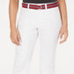 Charter Club Women's Belted Tummy Control Cuffed Jeans White Size 10
