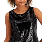 Charter Club Women's Sequined Tank Top Black Size Large