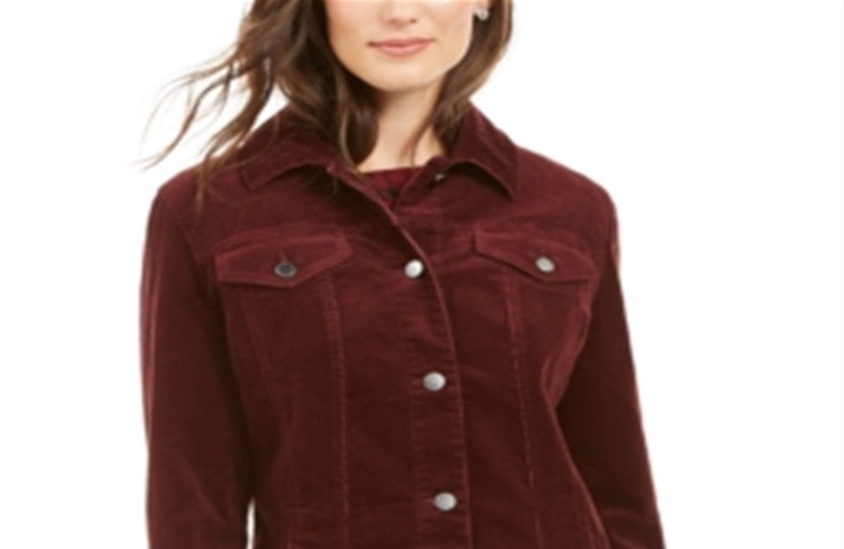 Charter Club Women's Corduroy Jacket Red Size Petite XL