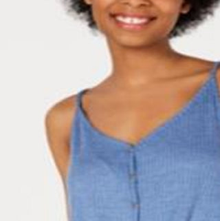 Hippie Rose Women's New Tie Button Front Tank Top Blue Size Small