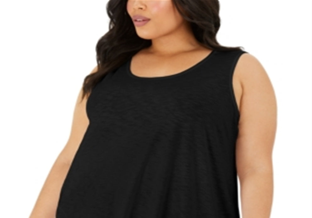 Style & Co Women's  Petite Sleeveless Handkerchief-Hem Top Black Size PXS