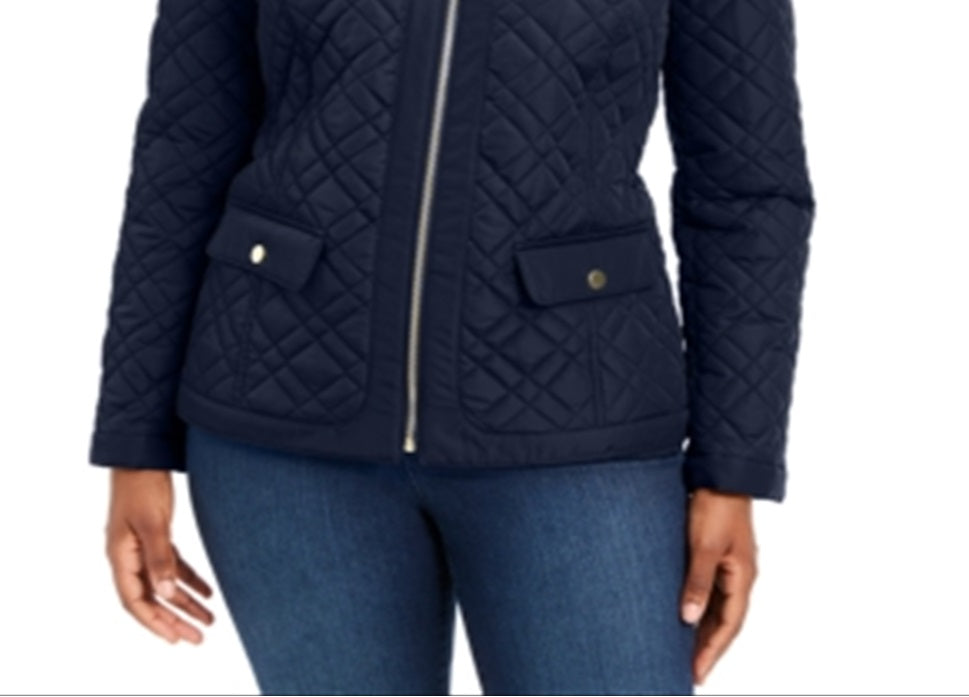 Charter Club Women's Quilted Jacket Blue Size Petite Small
