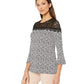 Michael Kors Women's Leaf Lace Yoke Top (Black/Bone) Black Size Large