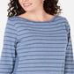 Karen Scott Women's Cotton Striped Vented Hem Top Blue Size Small