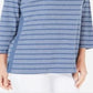 Karen Scott Women's Cotton Striped Vented Hem Top Blue Size Small