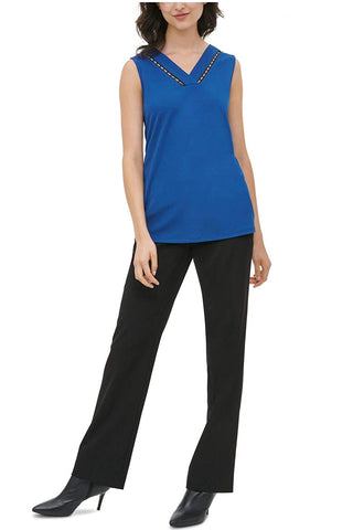 Calvin Klein Women's Blue Sleeveless V Neck Top Size L
