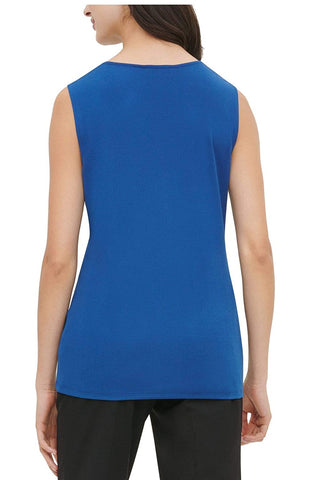 Calvin Klein Women's Blue Sleeveless V Neck Top Size L