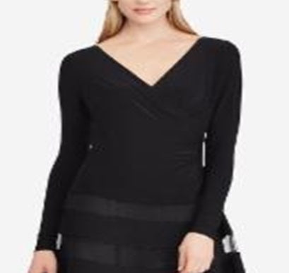 Lauren Ralph Lauren Women's Tulle-Trim Jersey Dress Black Size 8