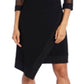 R & M Richards Women's Raglan Above the Knee Wrap Dress Black Size 12 Petite