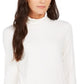 Charter Club Women's Heathered Ribbed Turtleneck Top White Size Large