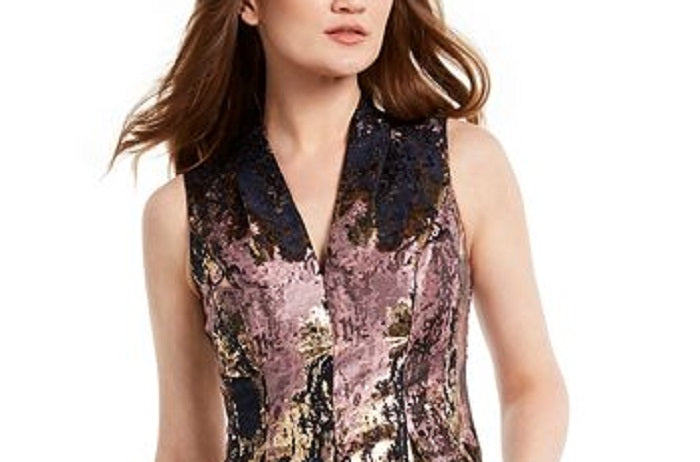 Vince Camuto Women's Metallic Fit & Flare Dress Pink Size 2