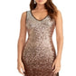 Rachel Roy Women's Sequined Ombre Sleeveless V Neck Knee Length Cocktail Sheath Dress Brown Size 0