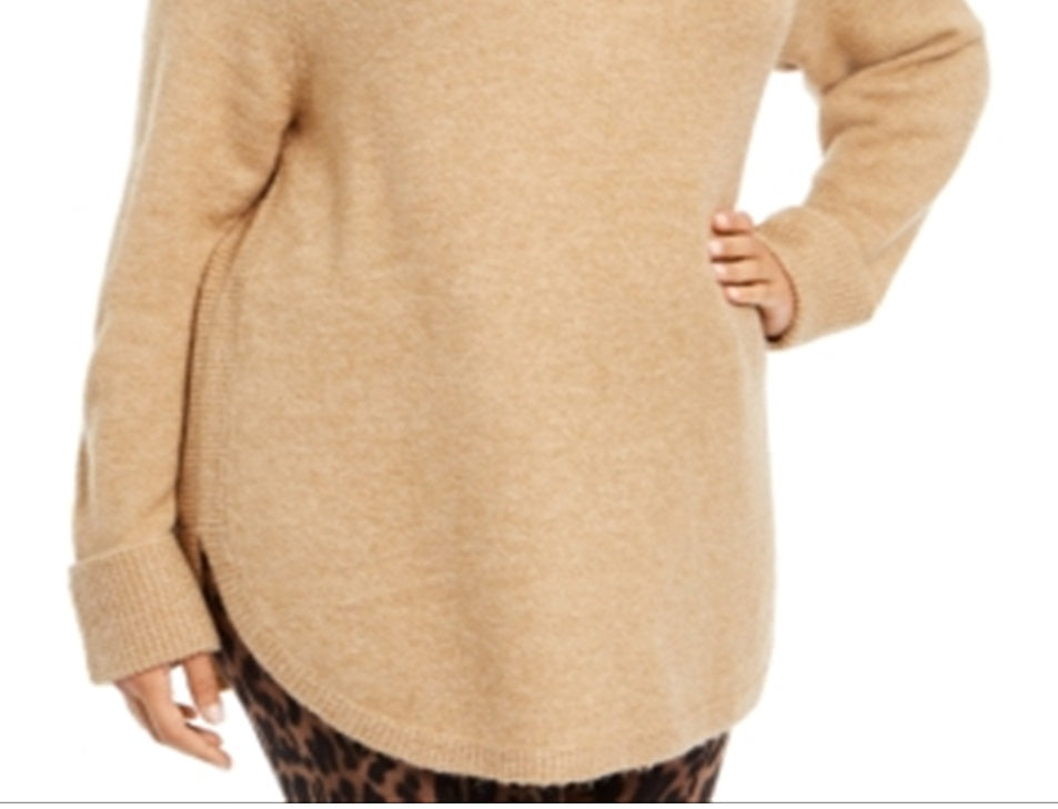 Style & Co Women's Knit Ribbed Trim Funnel Neck Sweater Brown Size 2X
