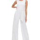 Tommy Hilfiger Women's Tie Waist Sleeveless Jumpsuit White Size 14