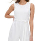 Tommy Hilfiger Women's Tie Waist Sleeveless Jumpsuit White Size 14