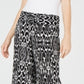 INC International Concepts Women's Ikat-Print Crinkle Gauze Pants Black Size Petite XL