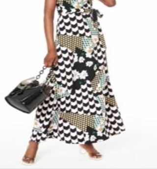 BAR III  Women's Spaghetti Strap Full-Length Wrap Dress Dress Black Size XL