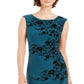 Jessica Howard Women's Embroidered Floral Sleeveless Jewel Neck Above the Knee Sheath Wear to Work Dress Green Size 12 Petite
