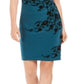 Jessica Howard Women's Embroidered Floral Sleeveless Jewel Neck Above the Knee Sheath Wear to Work Dress Green Size 12 Petite