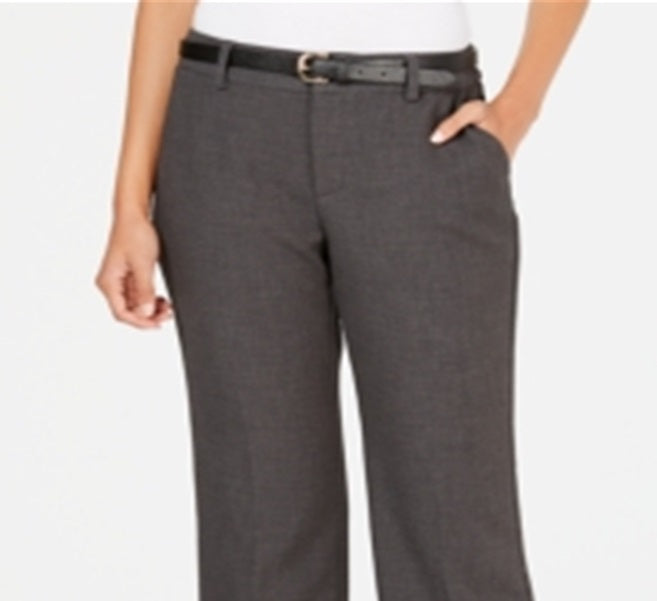 Charter Club Women's Belted Slim It up Trousers Gray Size 14 Petite