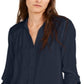 INC International Concepts Women's Solid Button-up Tunic  Blue Size M