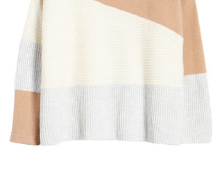 French Connection Women's Patchwork Funnel Neck Sweater Brown Size Medium