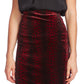 Vince Camuto Women's Velvet Animal Print Pencil Skirt Red Size Small