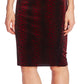Vince Camuto Women's Velvet Animal Print Pencil Skirt Red Size Small