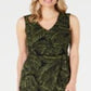 Kasper Women's Palm Print Sheath Dress Green Size 10 Petite