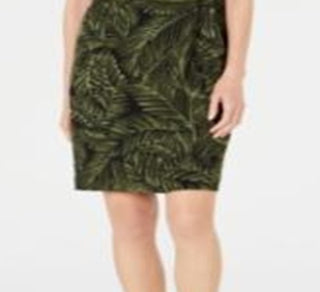Kasper Women's Palm Print Sheath Dress Green Size 10 Petite
